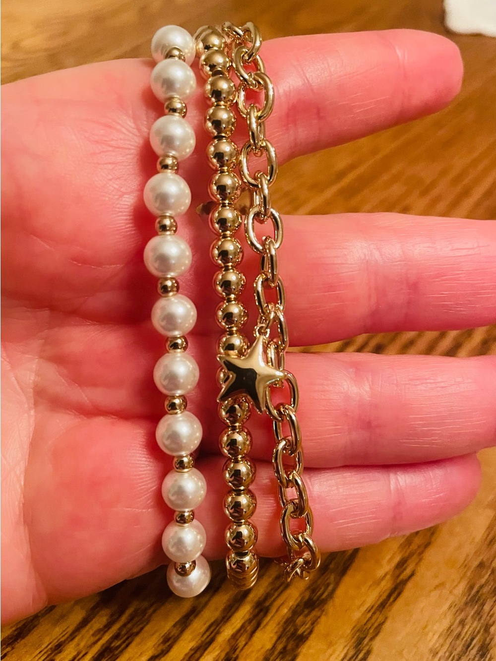 Park Lane Gold-Tone and Pearl Multi-Row Bracelet Set with Star Charm NWT